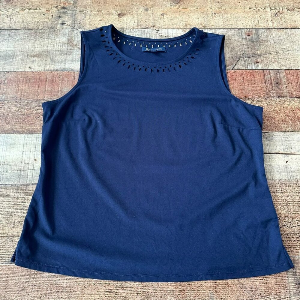 Brooks Brothers Women's Sleeveless Tank Top Blouse in Navy Blue -L